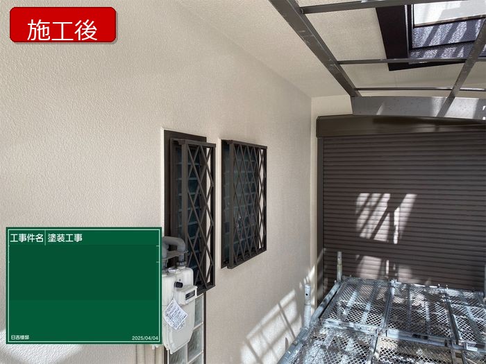 八尾市久宝寺I様邸 外壁塗装完了後の全景 クリームベージュの明るい仕上がり