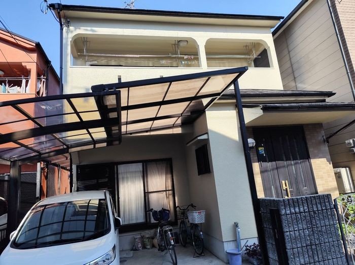 松原市I様邸 外壁塗装施工後の建物全景