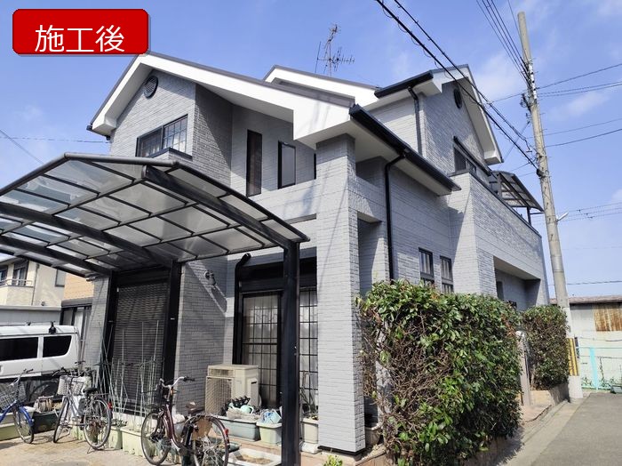  外壁塗装後の建物全景