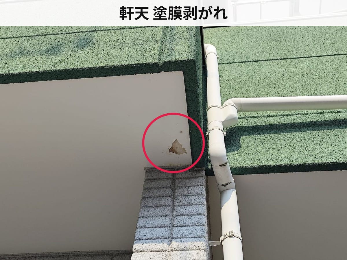 軒天 塗膜剥がれ