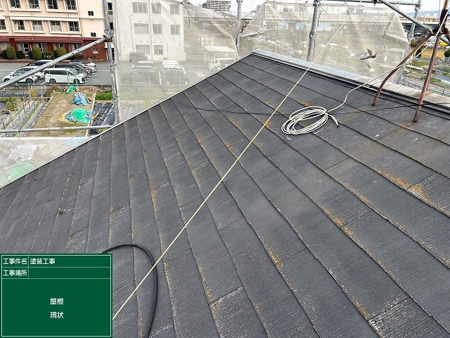 【松原市別所】築20年モルタル外壁とスレート屋根の高圧洗浄！コケ汚れをスッキリ除去