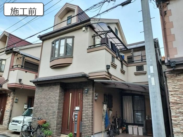 八尾市I様邸 外壁塗装施工前の建物全景