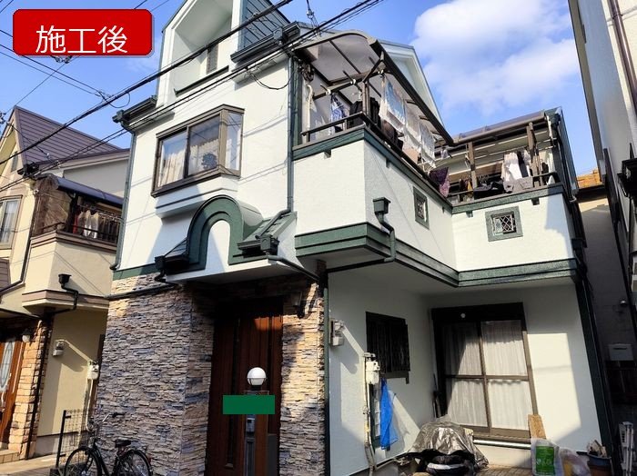 八尾市M様邸外壁塗装施工後の建物全景